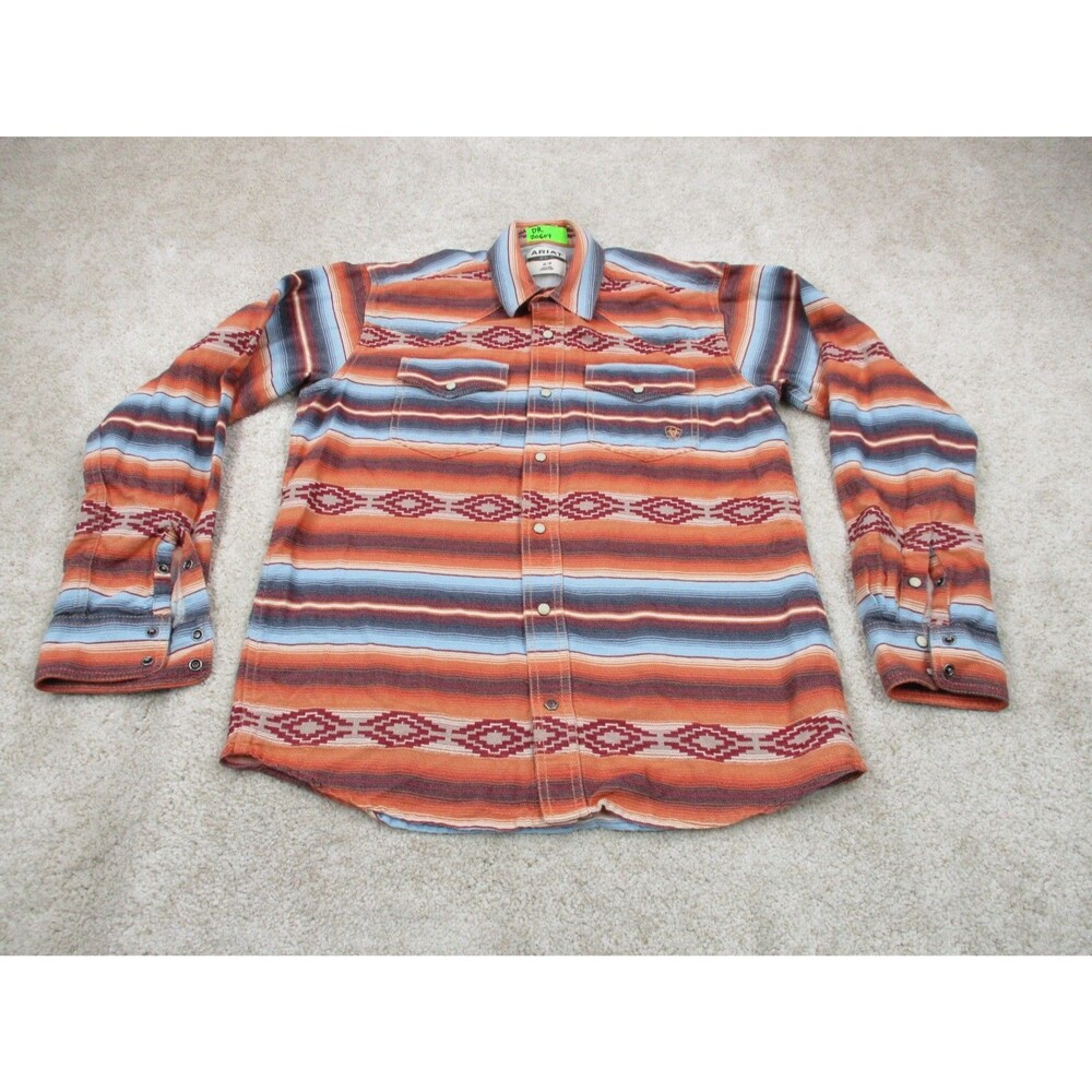 Ariat Shirt Mens Medium Aztec Multicolor Retro Pearl Snap Long Sleeve Button Up